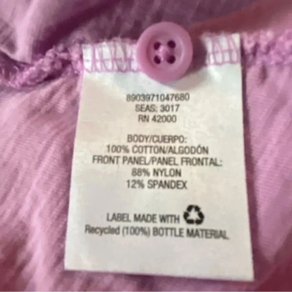 Basic editions 2X Top Shirt Purple Lace Over Henley Roll Tab Long Sleeve Cotton - Picture 6 of 7